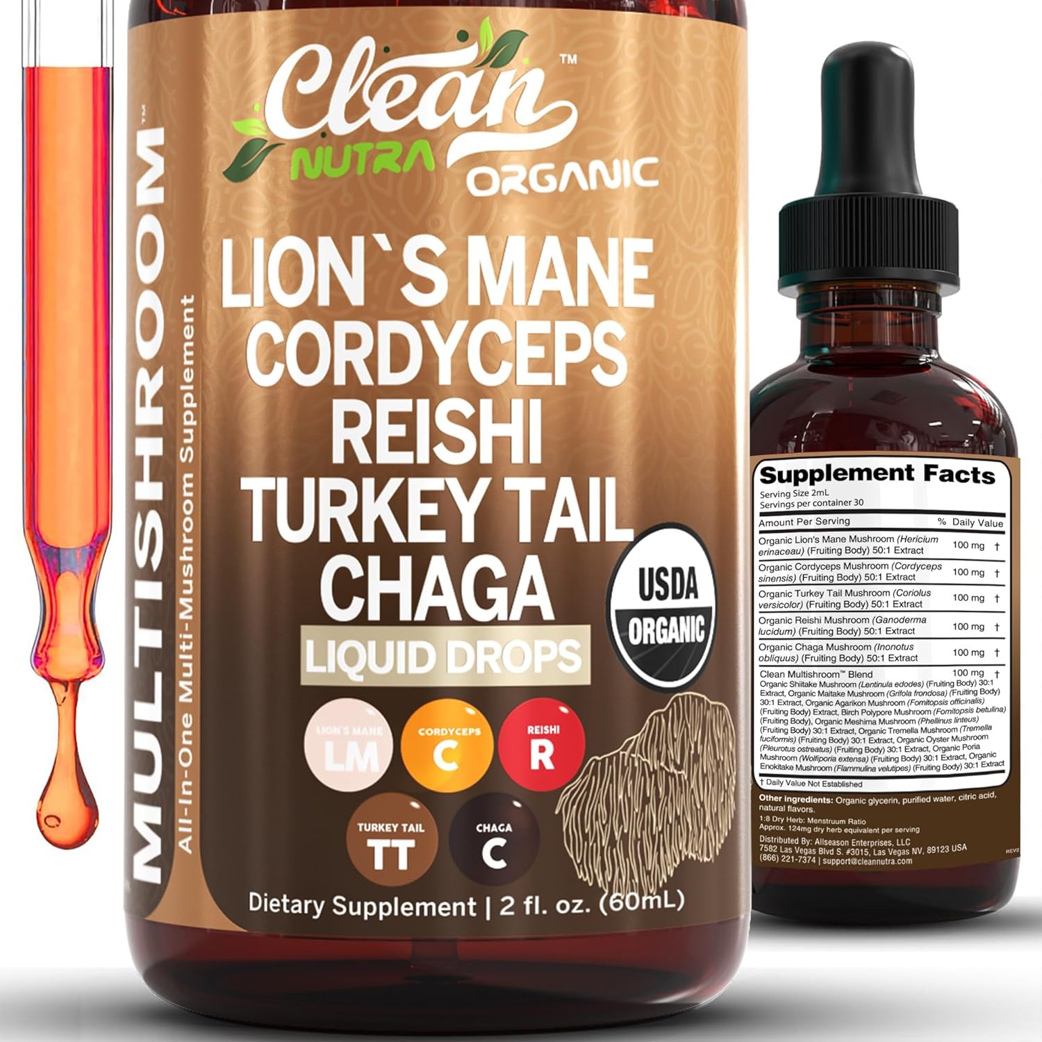 Premium Organic Mushroom Liquid Supplement | Clean Nutra