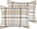 Spencer Plaid Neutral Standard Shams Set of 2 - Soft Quilted Cotton