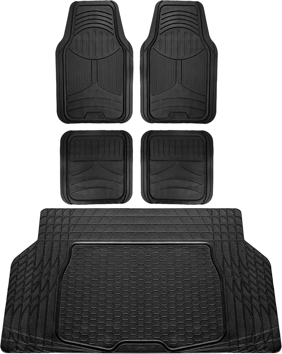 FH Group Monster Eye Full Set Rubber Floor Mats for Vehicles