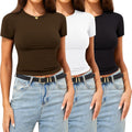 CE' CERDR Womens Crew Neck Short Sleeve T Shirts - Stretchy 3/5 Pack