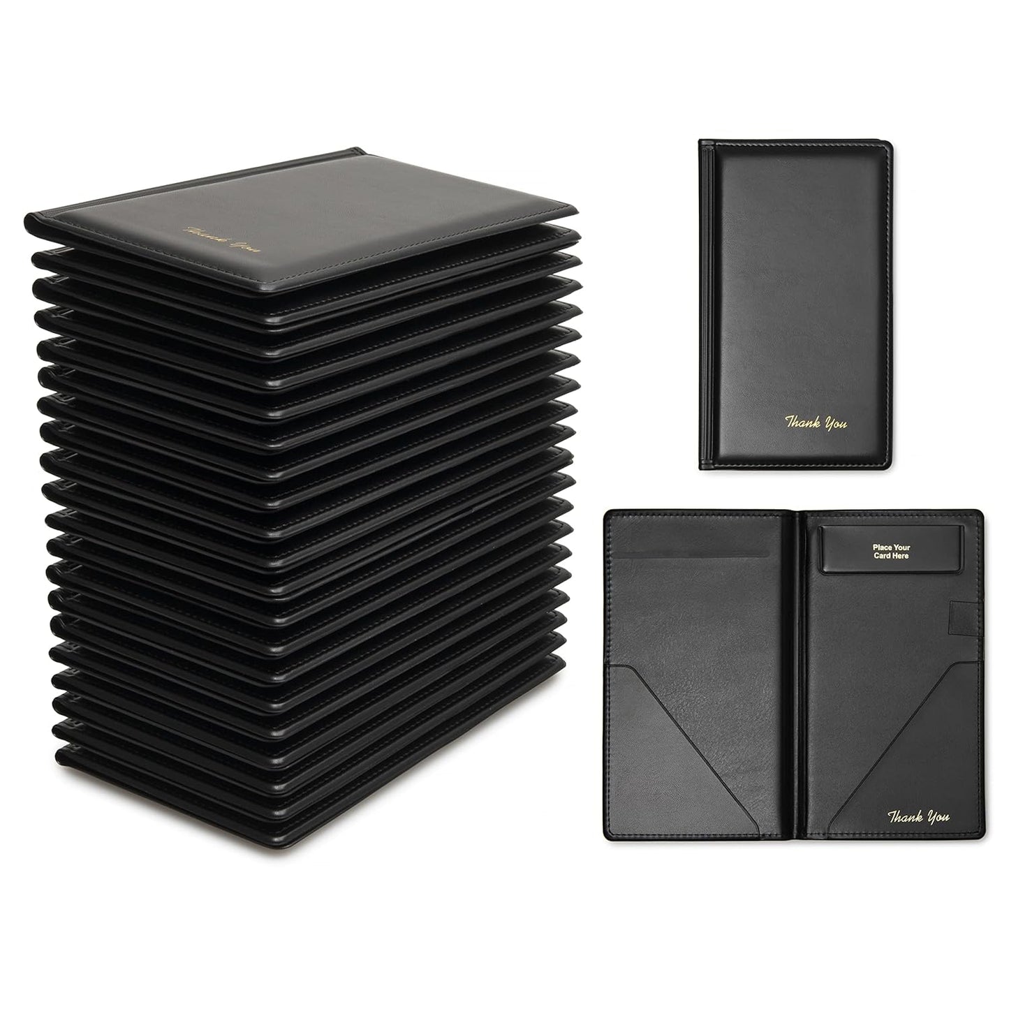 Premium Restaurant Check Presenters - 20 Pack for Servers