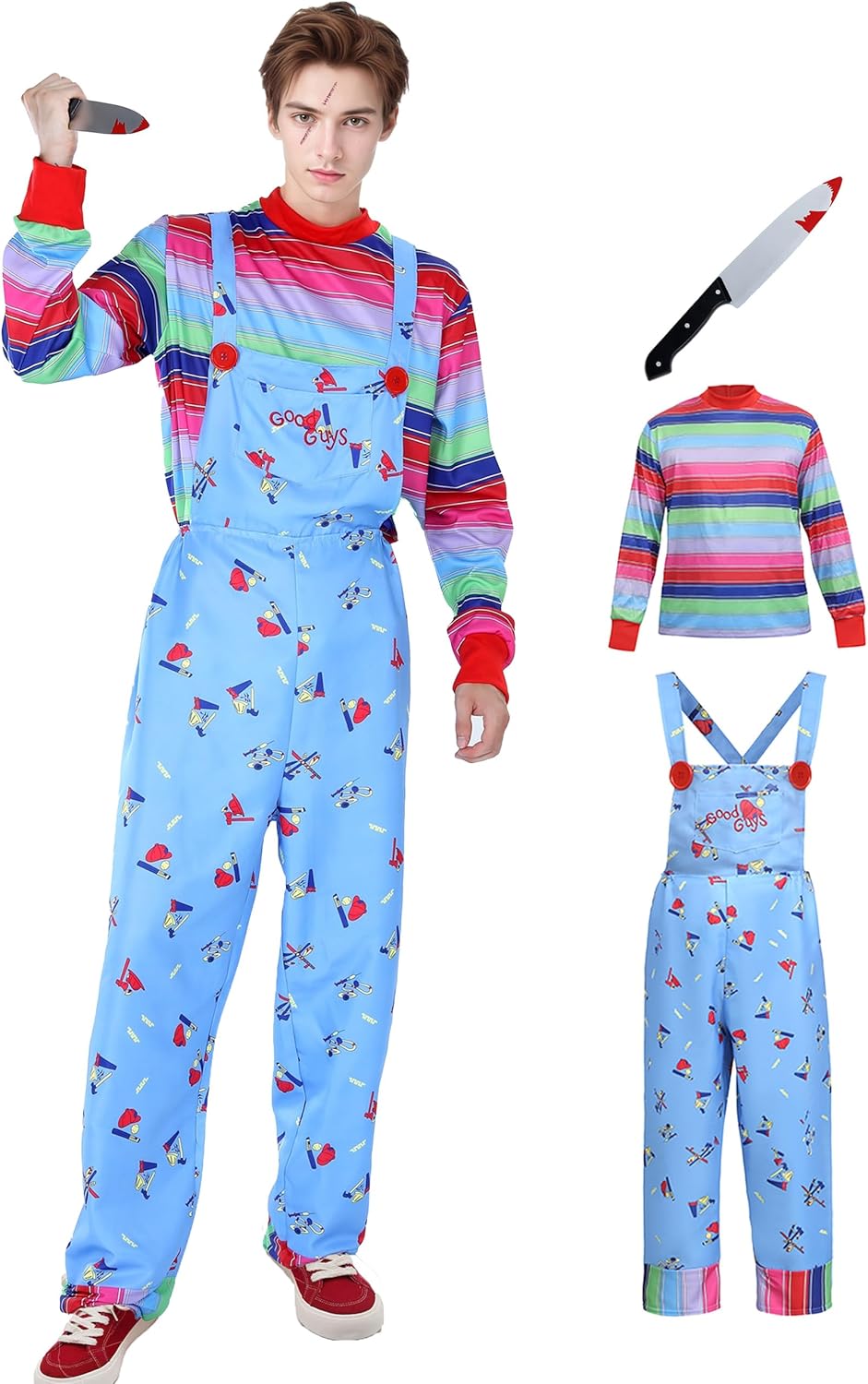 Chucky Costume for Kids and Adults - Scary Good Guys Doll Outfit