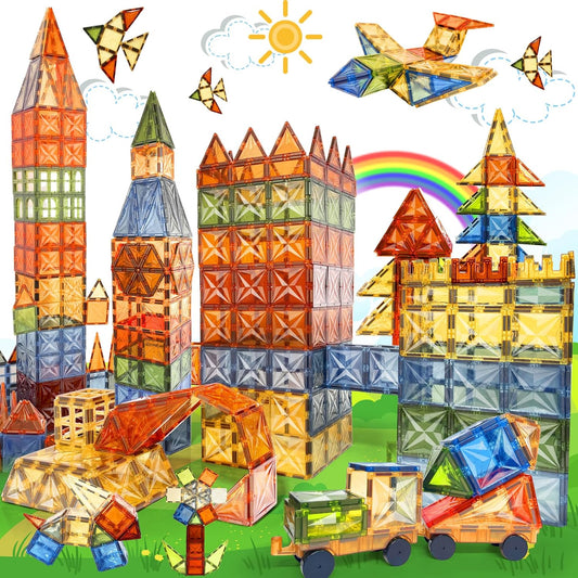 120 PCS Magnetic Tiles for Kids - Safe Educational STEM Toy