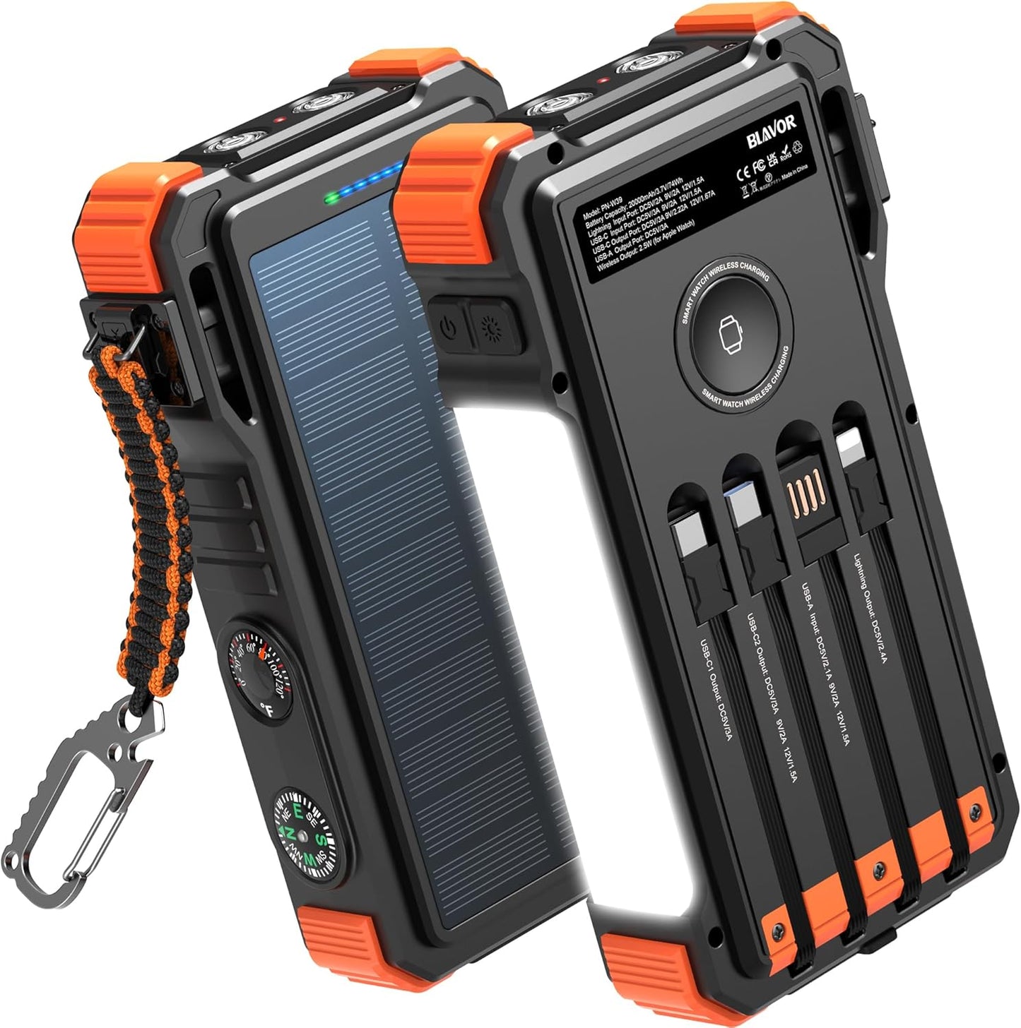 BLAVOR Solar Charger 20000mAh: Fast Charging Power Bank