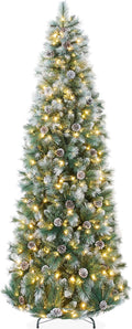 Best Choice Products 9ft Pre-lit Pencil Christmas Tree - Slim Frosted