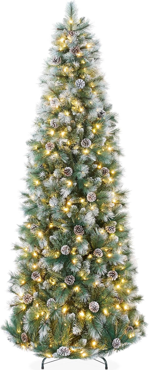9ft Pre-lit Pencil Christmas Tree for Festive Holiday Decor