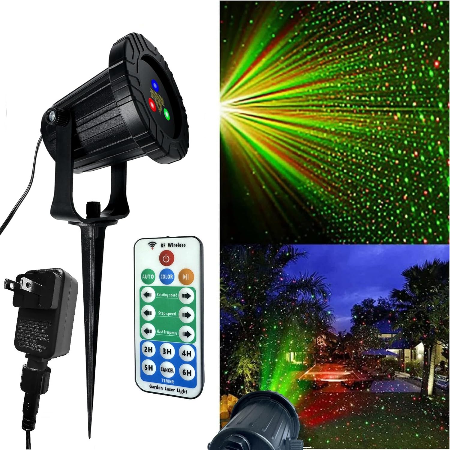 Remote-Controlled Waterproof Laser Lights - RGB 3-Colors Star Shower for Festive Garden Ambiance
