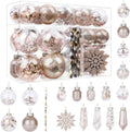 SHareconn 52pcs Christmas Balls Ornaments Set - Shatterproof Champagne