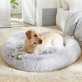 Calming Dog Bed 24in Round Donut Cuddler - Warming Faux Fur