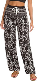 Floral Boho Harem Pants Joggers - Comfortable Smocked Waist