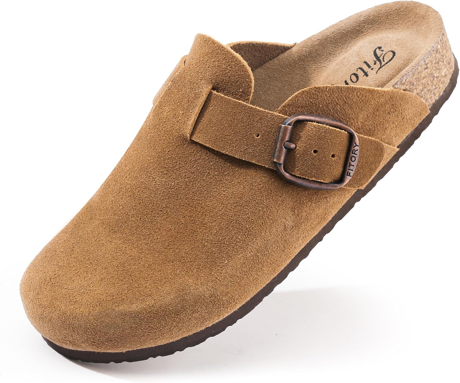 FITORY Womens Clogs Slip-on Potato Shoes with Suede Cork Footbed