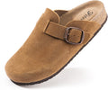 Womens Leather Clogs Slip-on Mules with Suede Cork Insole - Size 6-11