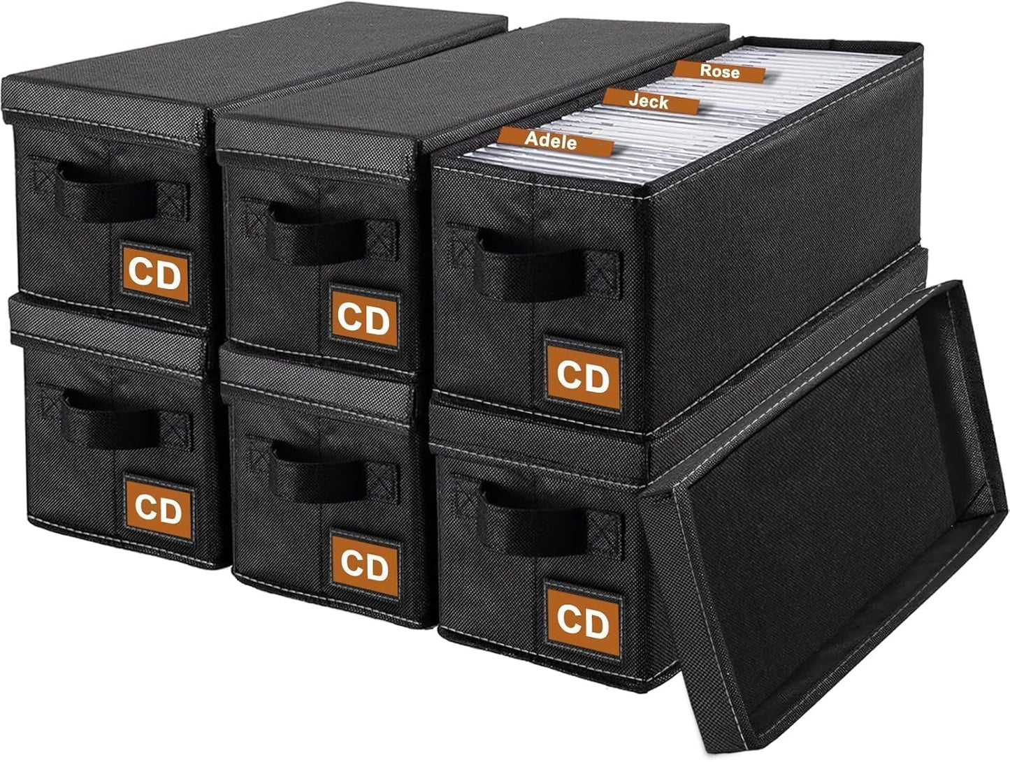 CD Storage Boxes - 6 Pack Case for Organizing Your Collection