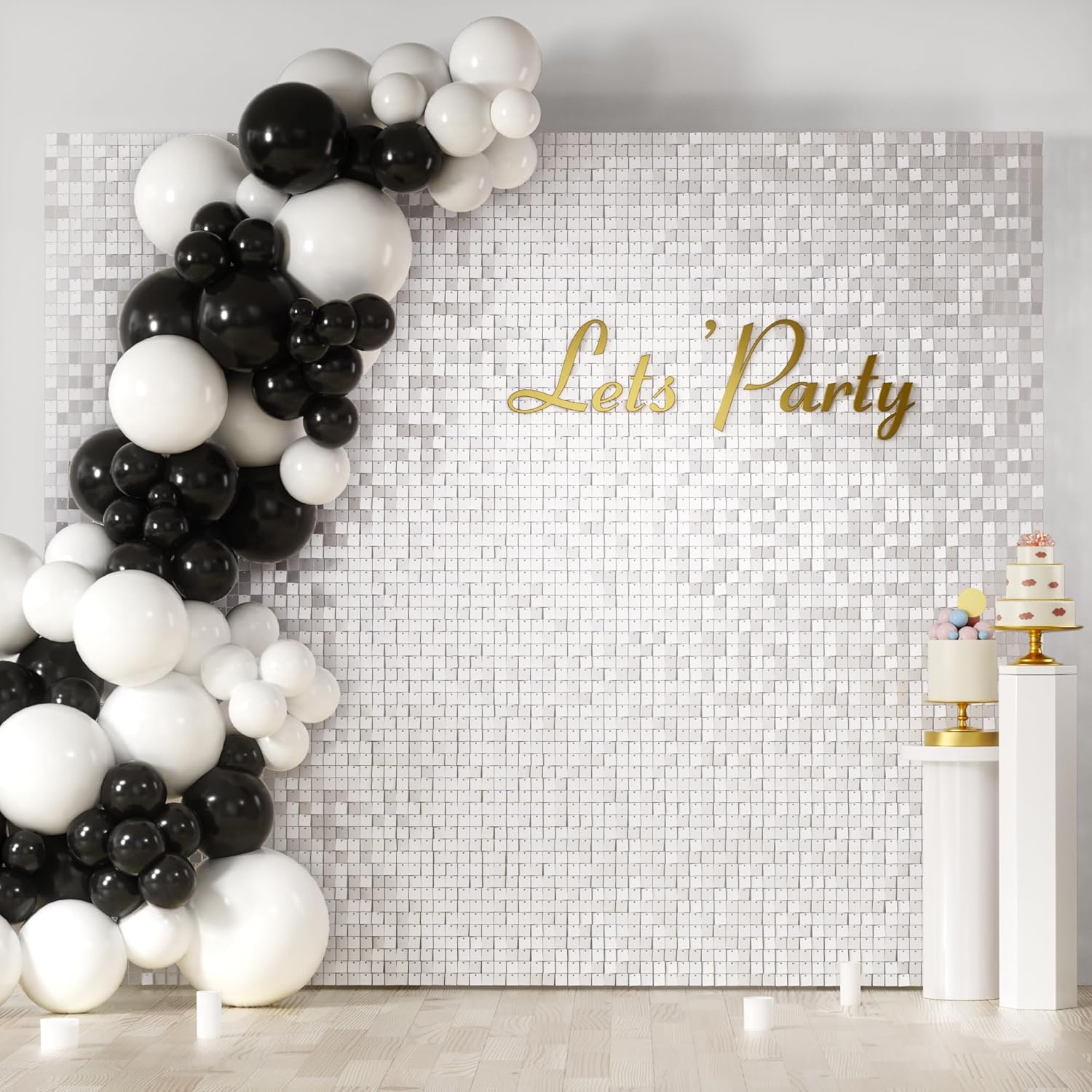 COKAOBE Matte White Sequin Wall Backdrop for Stunning Events