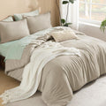 Oatmeal Comforter King Size 3-Piece Set - Lightweight All-Season