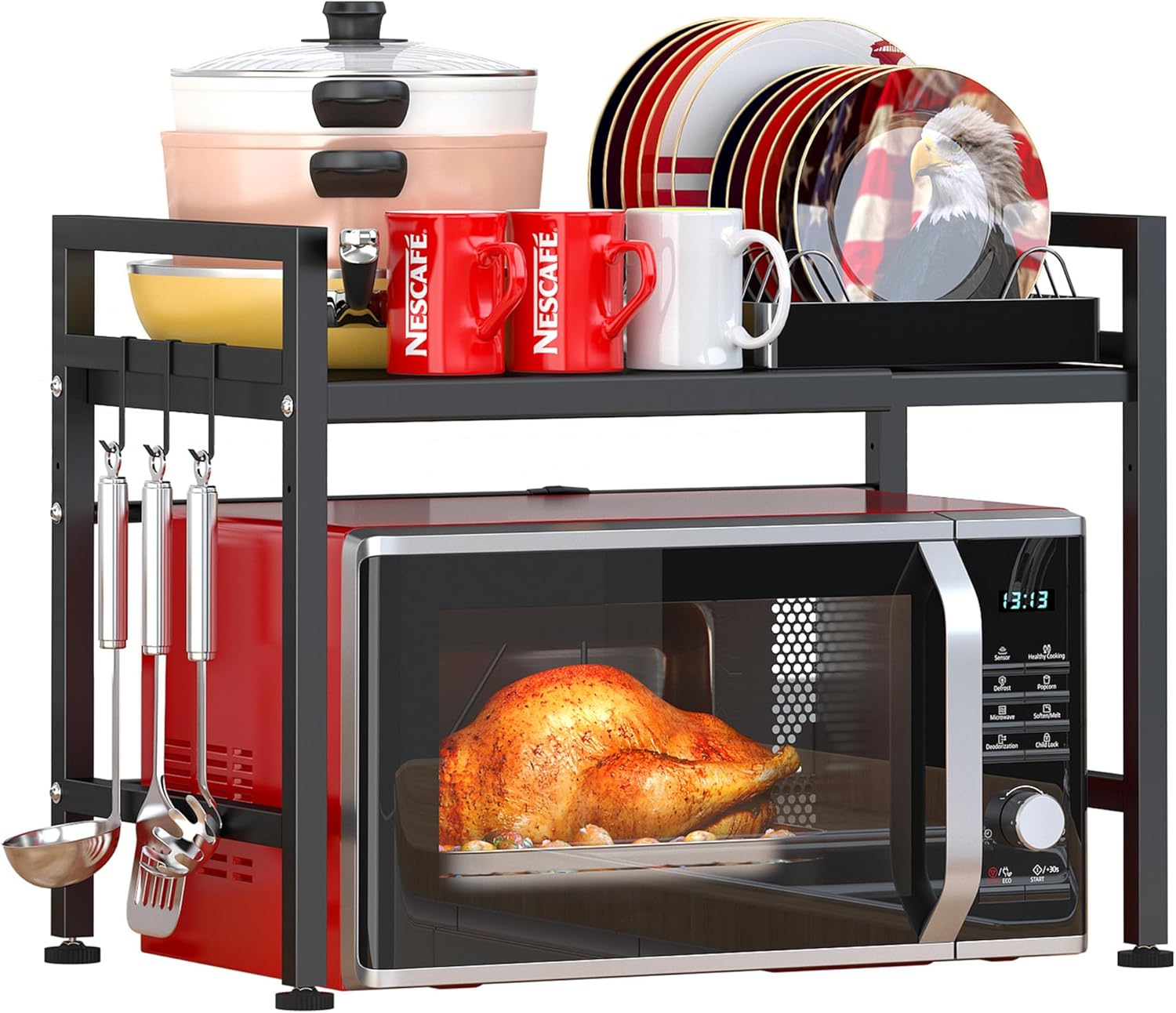 PUSDON Extendable Microwave Rack 160lbs Capacity