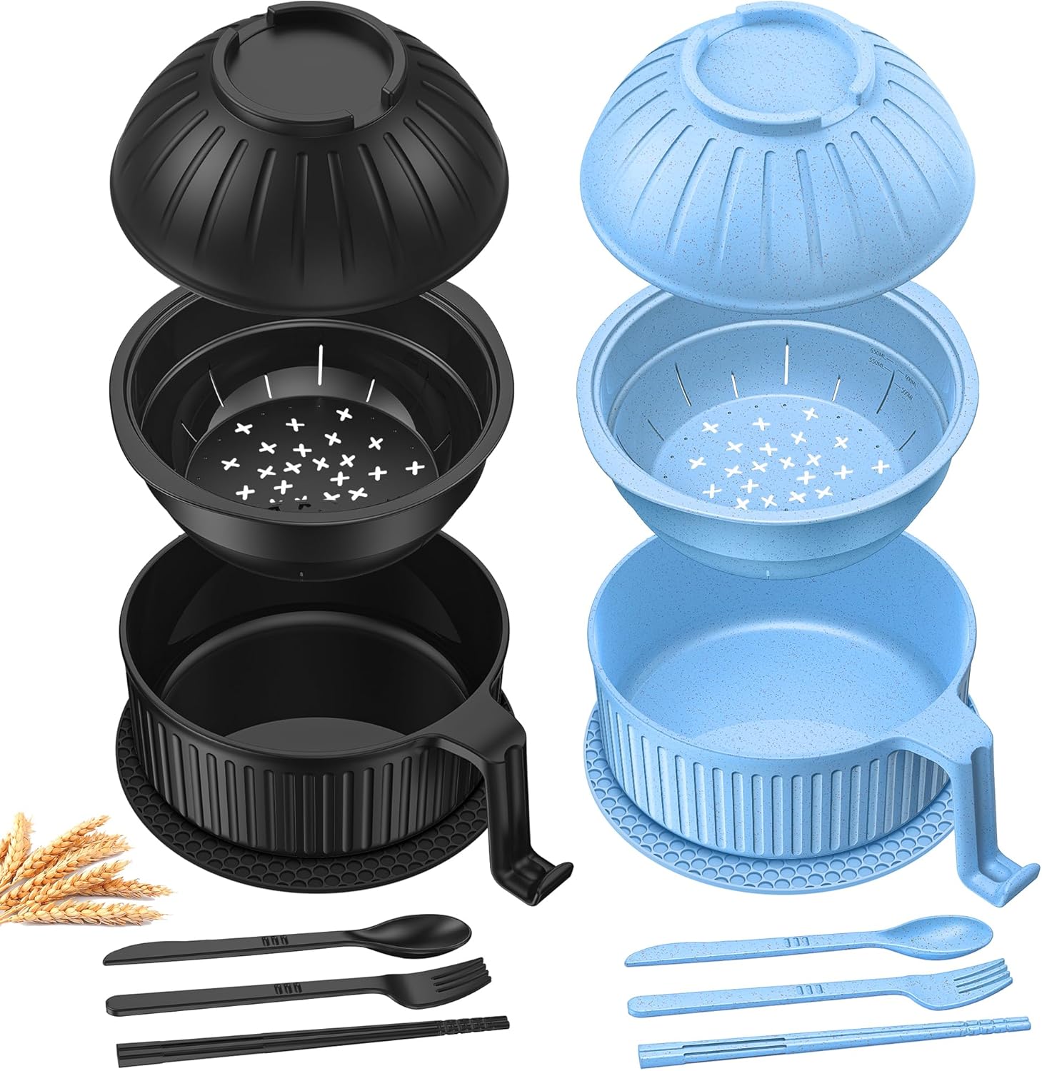 Beiyunee Ramen Bowl Set: Strain, Cook, Serve with Ease!