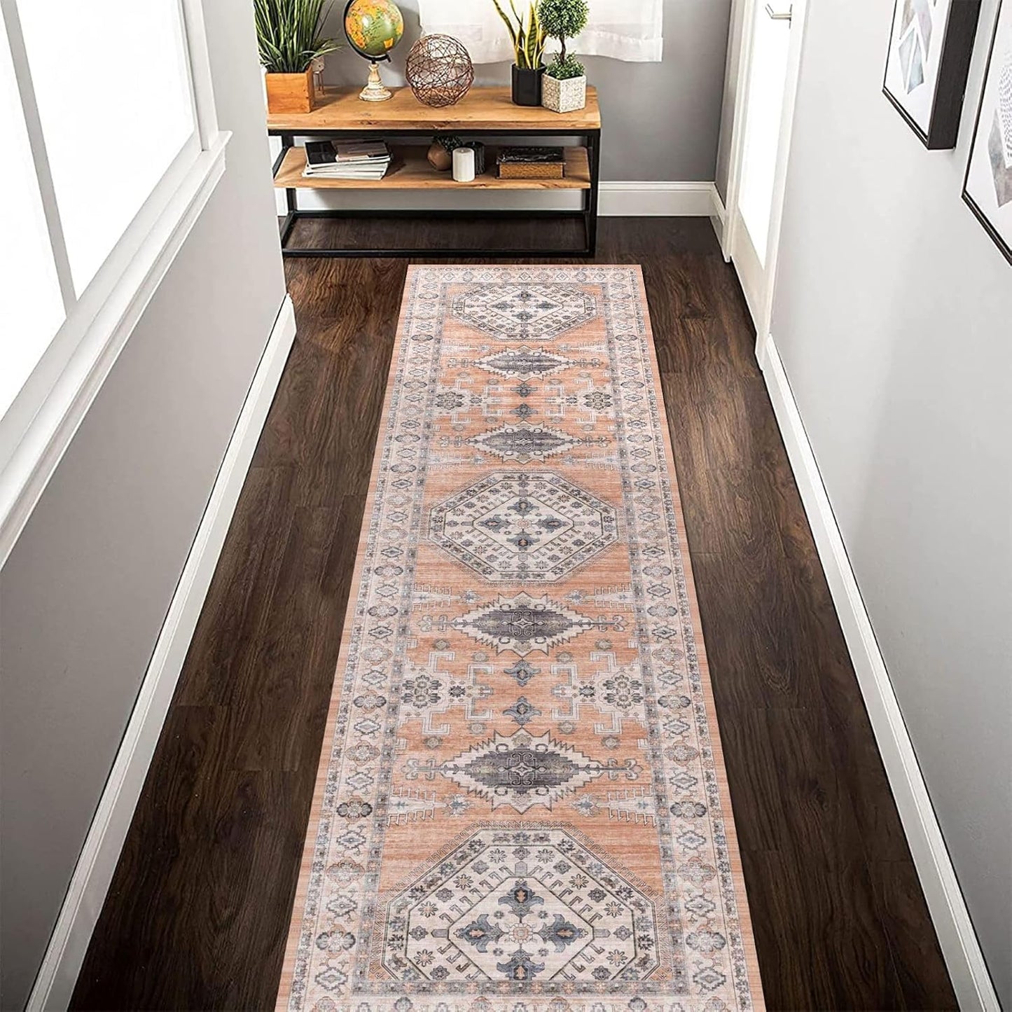 Vivorug Runner Rug 2x10 Machine Washable Non-Slip Vintage Style