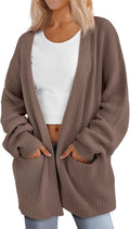 Oversized Womens Knit Cardigan with Pockets - Cozy Layering Piece