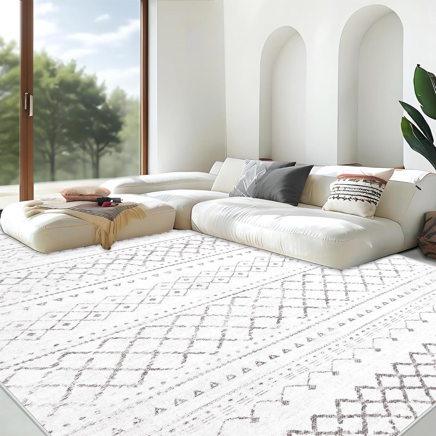 Large Soft Boho Geometric Area Rug for Living Room 8x10