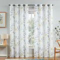 Beauoop Floral Linen Semi Sheer Curtains for Living Room