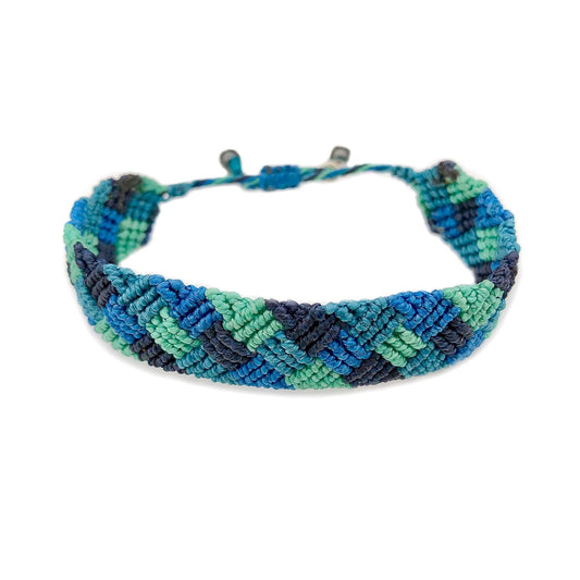 Macrame Bracelet Men Knot Friendship Bracelets in Blue Teal