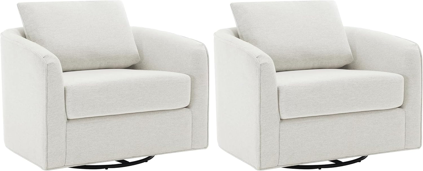 MINCETA Modern Swivel Accent Chairs, Set of 2, Comfy Reading Chairs in Off-White