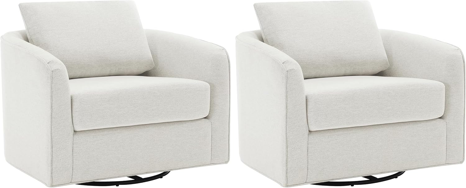 MINCETA Modern Swivel Accent Chairs, Set of 2, Comfy Reading Chairs in Off-White