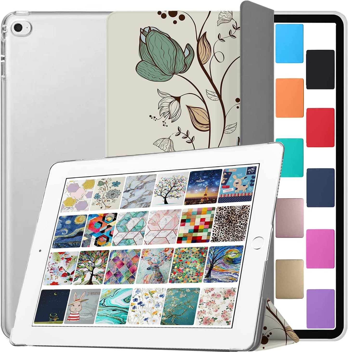 DuraSafe iPad 9.7 Case - Watercolor Flowers for Air 2nd Gen