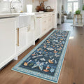 2.5x8 Runner Rug for Hallway - Washable, Non Slip Blue