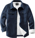 Men's Polar Fleece Sherpa Lined Shirt Jacket - Warm Everyday Layer are