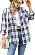 Zontroldy Womens Flannel Shirt Plaid Buffalo Oversized Button Down