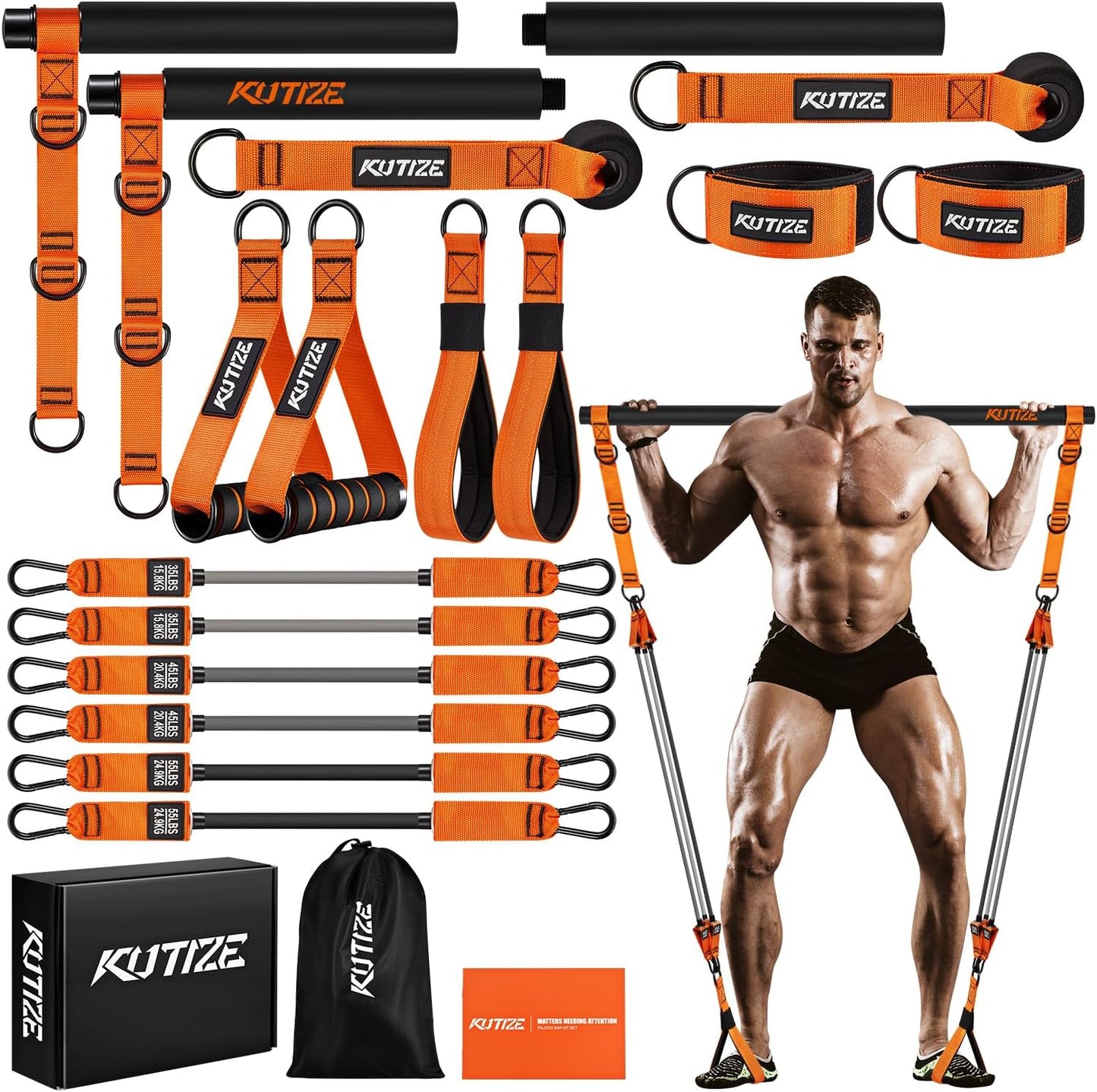 Pilates Bar Kit with Resistance Bands for Home Workouts