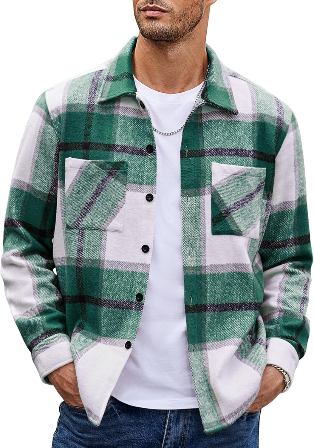 COOFANDY Men's Flannel Shirt Jacket for Stylish Comfort