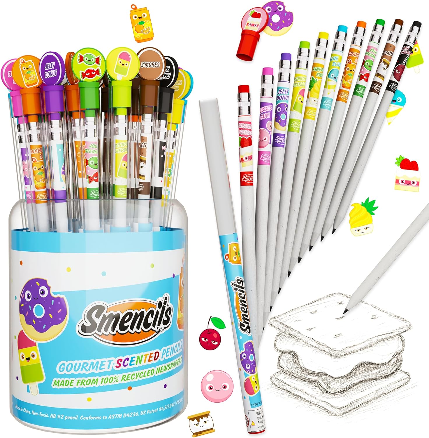 Graphite Smencils Cylinder - HB #2 Scented Pencils for Kids