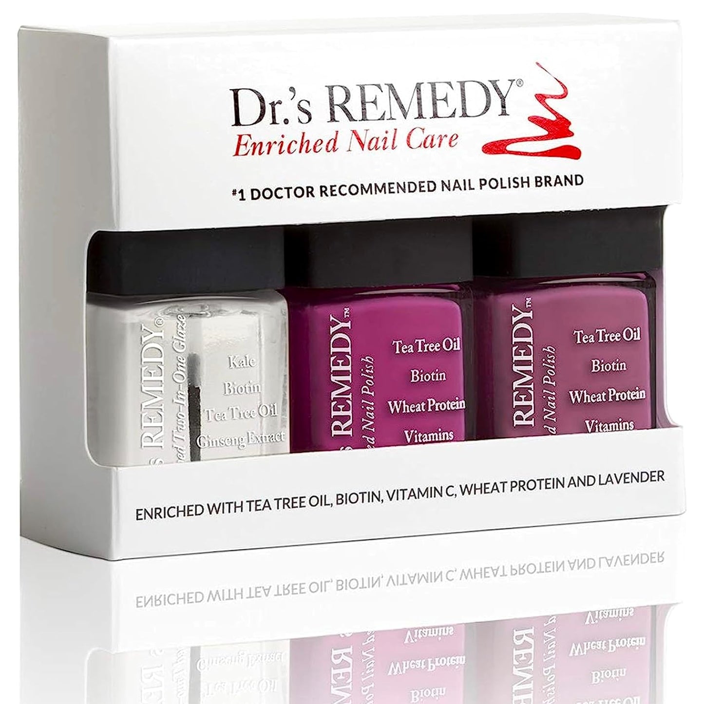 Drs Remedy 3 Pack Nail Polish Kit for Stronger, Healthier Nails