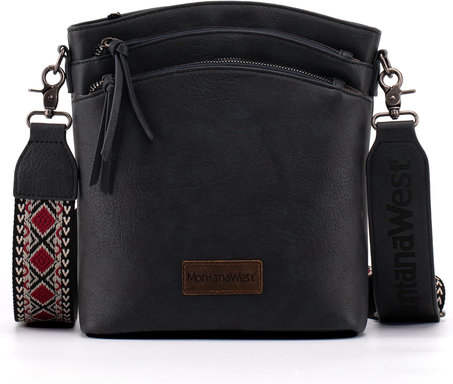 Montana West Multi Zip Pocket Large Crossbody Bag with Guitar Strap