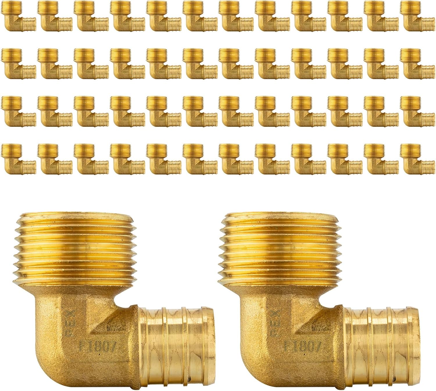 Pack of 50 PEX 3/4 inch x 1/2 inch Male NPT Brass Fittings