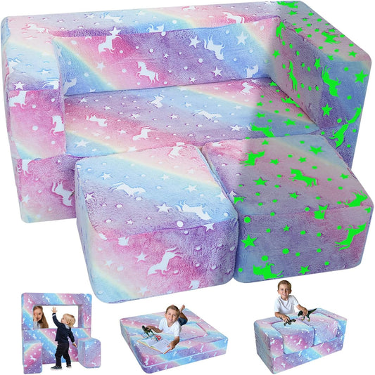 MeMoreCool Glow in The Dark Kids Couch for Playroom Fun