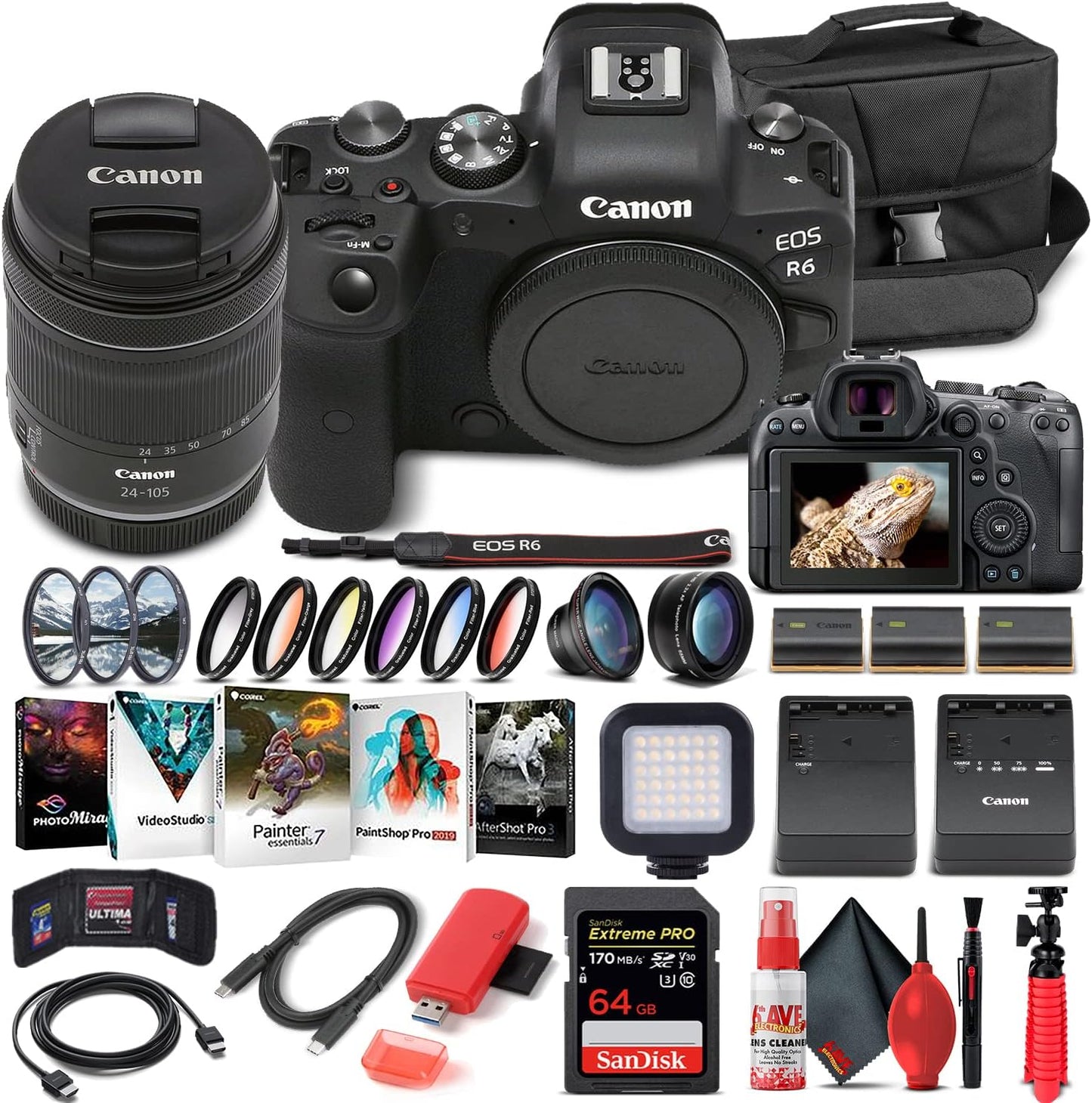 Canon EOS R6 Mirrorless Digital Camera Bundle with 24-105mm Lens