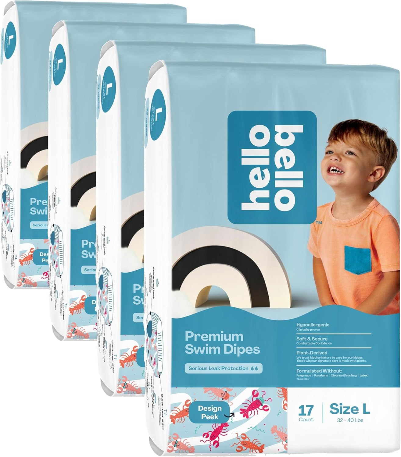 Hello Bello Swim Diapers Large for 32-40 lbs with Lobster Design