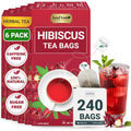 LeafLea Hibiscus Tea Bags 240 Count - Bright, Caffeine-Free Herbal Tea