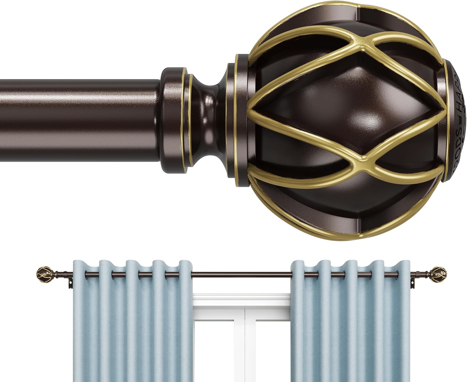 Heavy Duty Adjustable Curtain Rods - 66-120 Inch