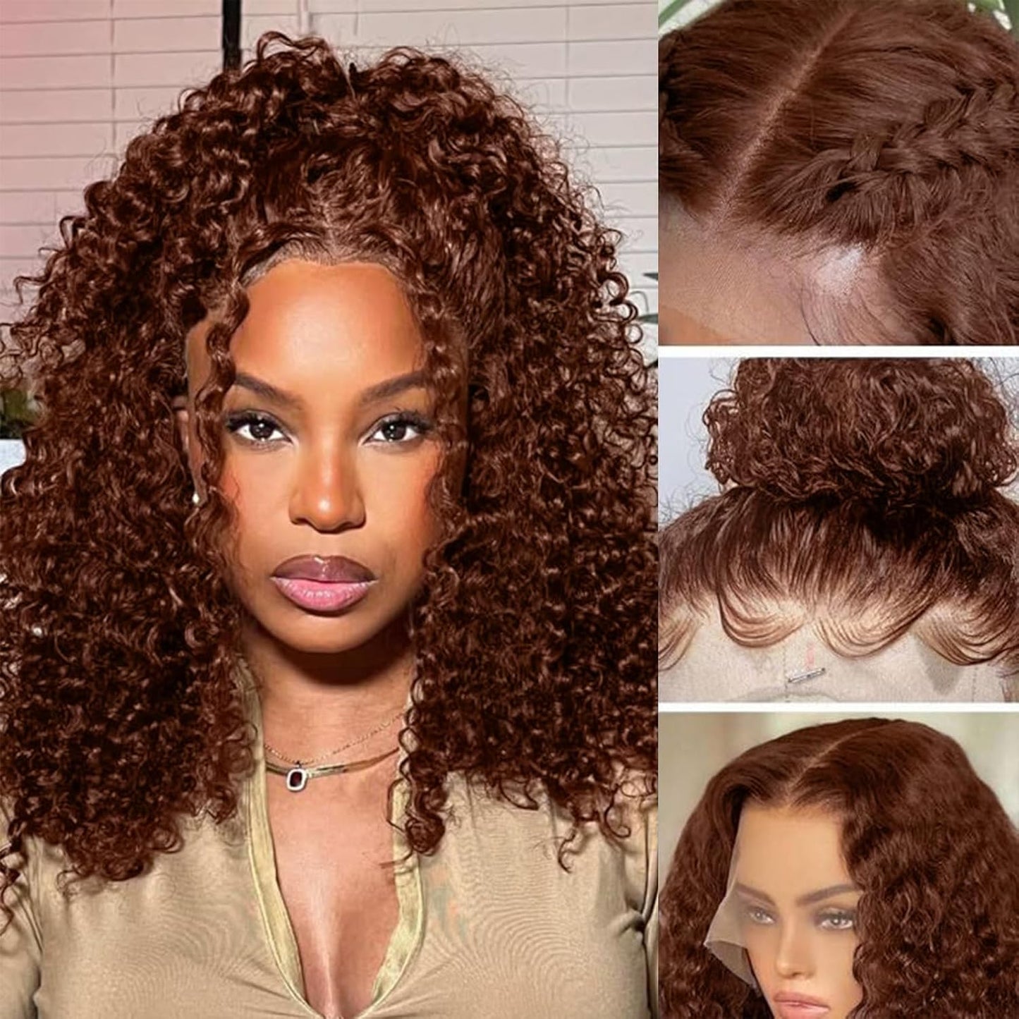16 Inch Chocolate Brown Short Bob Wig with Deep Curls for Women