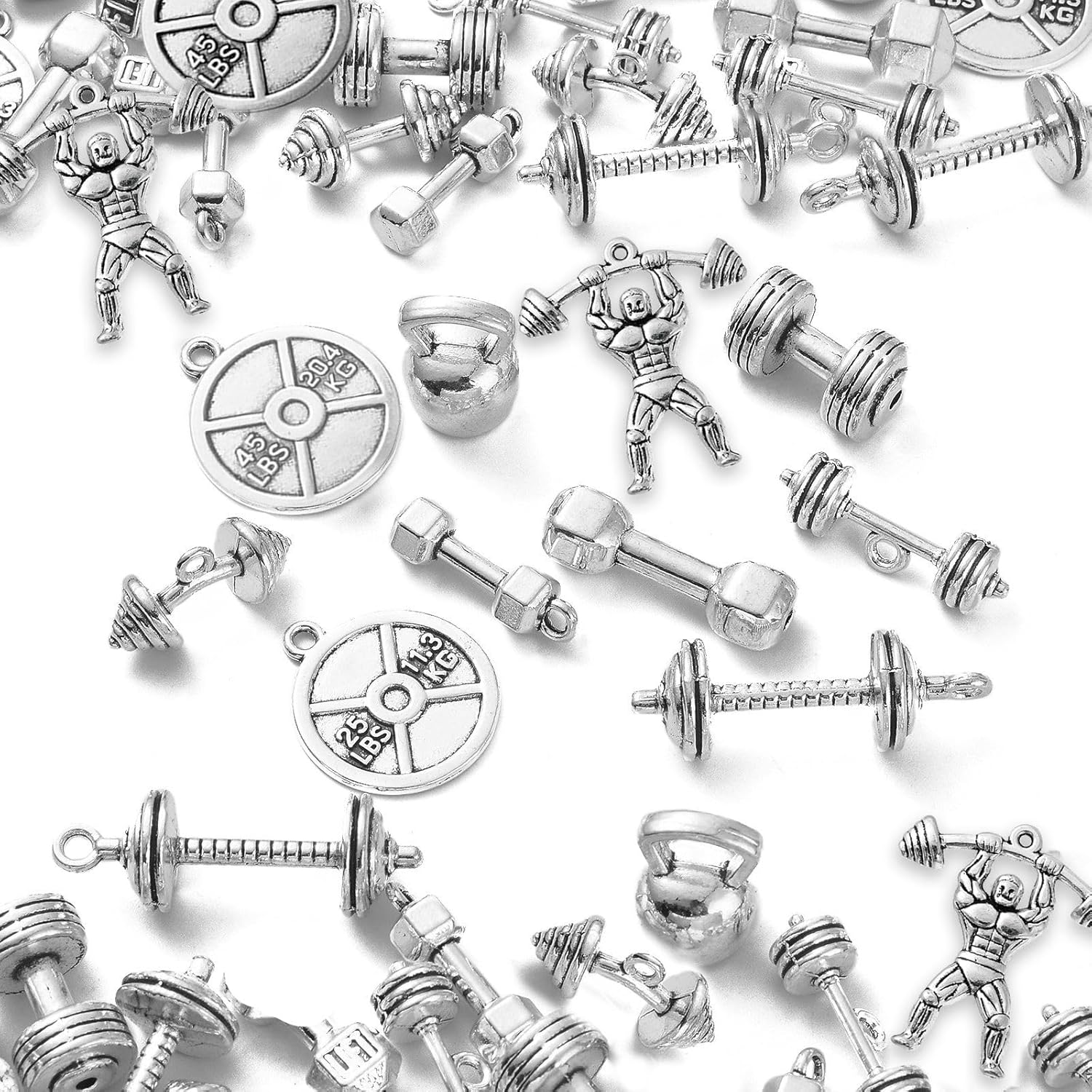 50pc Vintage Sports Charms for Fitness Jewelry