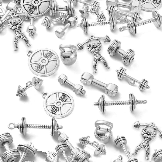 50pc Vintage Sports Charms for Fitness Jewelry