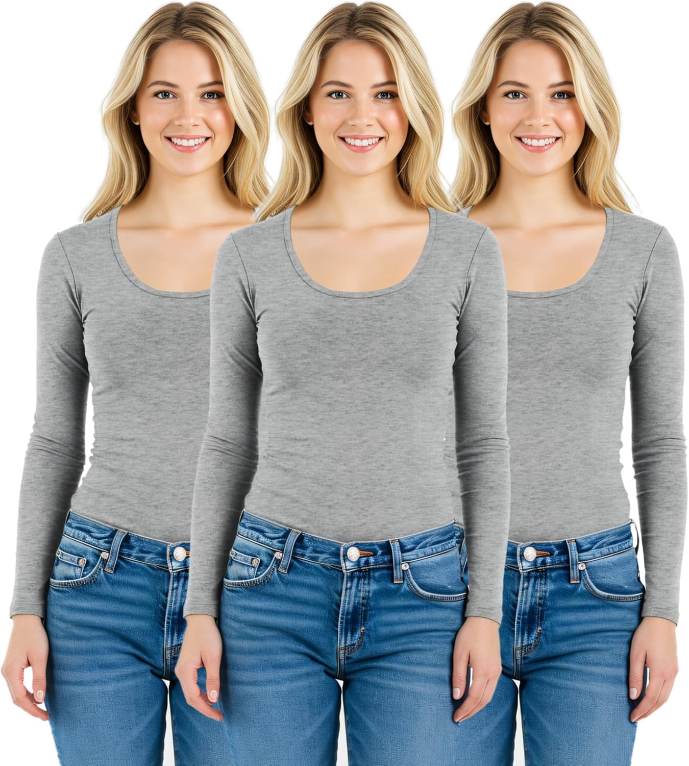 Emmalise Women's Basic Athletic Fit Long Sleeve Tee for Comfort