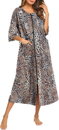 Ekouaer Women's Zipper Robe Full Length House Dress - Cozy Loungewear
