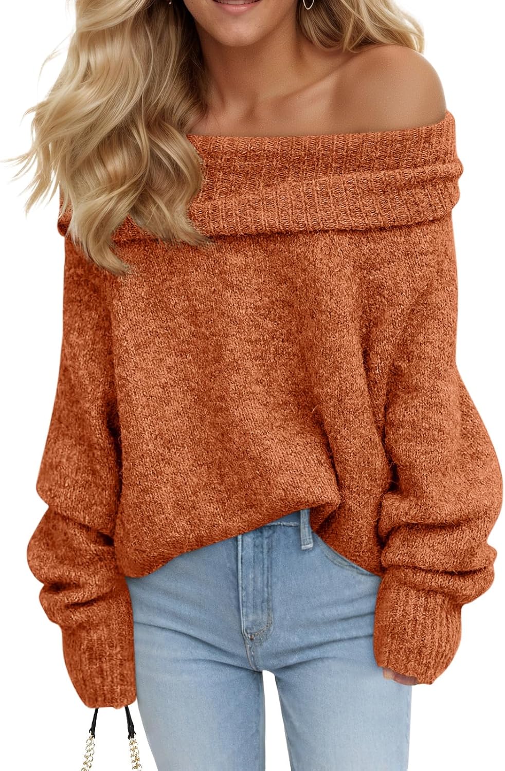 Saodimallsu Womens Off The Shoulder Sweater for Trendy Fall