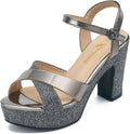 Womens Sparkly Platform Dress Sandals - Comfortable 3.8in Heels